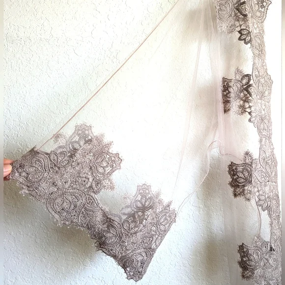 Amoralle Enchanting Robe Sheer Lace Cover Up 💕 TAUPE LACE Le Sexxy $475 - Picture 14 of 16